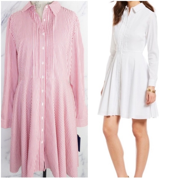 Cremieux Emily Red and White Stripe Pin-tuck Button Down Shirt Dress - Picture 14 of 14